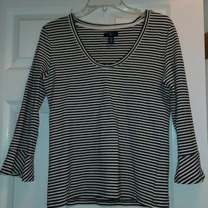 GAP striped top black and white bell sleeve top